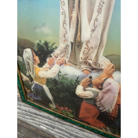 Vintage 70's Lenticular 3D Hologram Framed Mary Children Religious Picture - Picture 11 of 11